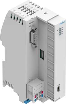 Festo 4080496 bus module CPX-E-PB Dimensions W x L x H: 42,2 mm x 125,8 mm x 76,5 mm, Grid dimension: 18,9 mm, Diagnostics via LED: (* Bus error, * Force mode, * Power supply electronics/sensors, * Power supply load, * System error), Diagnostics via bus: (* Wire break, 4080496 on Powermatic Associates