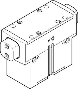 Festo 1132955 parallel gripper HGPD-63-A-G1 With gripping force backup when opening ...-G1. Size: 63, Stroke per gripper jaw: 16 mm, Max. replacement accuracy: <: 0,2 mm, Max. angular gripper jaw backlash ax,ay: <: 0,1 deg, Max. gripper jaw backlash Sz: <: 0,02 mm 1132955 on Powermatic Associates