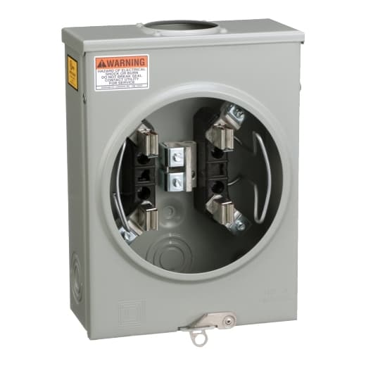 Schneider Electric UTRS101B Square D by Schneider Electric UTRS101B is a meter center main unit designed with a ringless meter socket and 4 jaws, lacking a jaw release mechanism. Constructed with a steel enclosure, it features lug-type connections. The dimensions of this unit are H276mm x W203mm x D89mm (H10.88" x W8" x D3.5"). It is rated for a current of 125A and is suitable for surface mounting. The UTRS101B offers a degree of protection rated at NEMA 3R and operates at a rated voltage of 600Vac. It is compatible with a single-phase (1PH-3W) network type. UTRS101B on Powermatic Associates