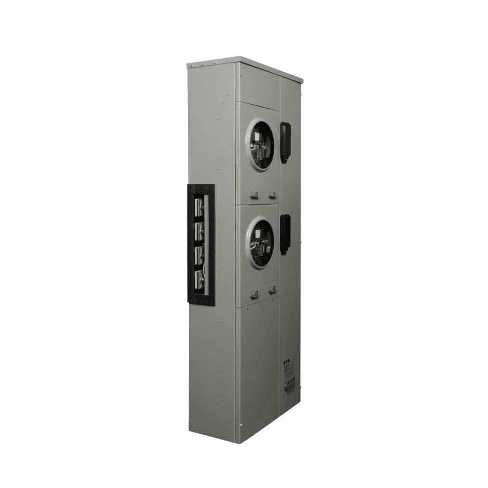 Eaton 35MM240R124042 35MM240R124042 Eaton - Eaton 35MM commercial meter stack, Plug-in socket, 400A, Al, Bus:1200A, Lever, NEMA 3R, Depends on selected MCB, 5-jaw, Sockets:2, 3-phase in, 1-phase out, A-B, (1) 400A and (1) 250A breakers installed, Ringless, Socket:400A, 120/240 Vac 35MM240R124042 on Powermatic Associates