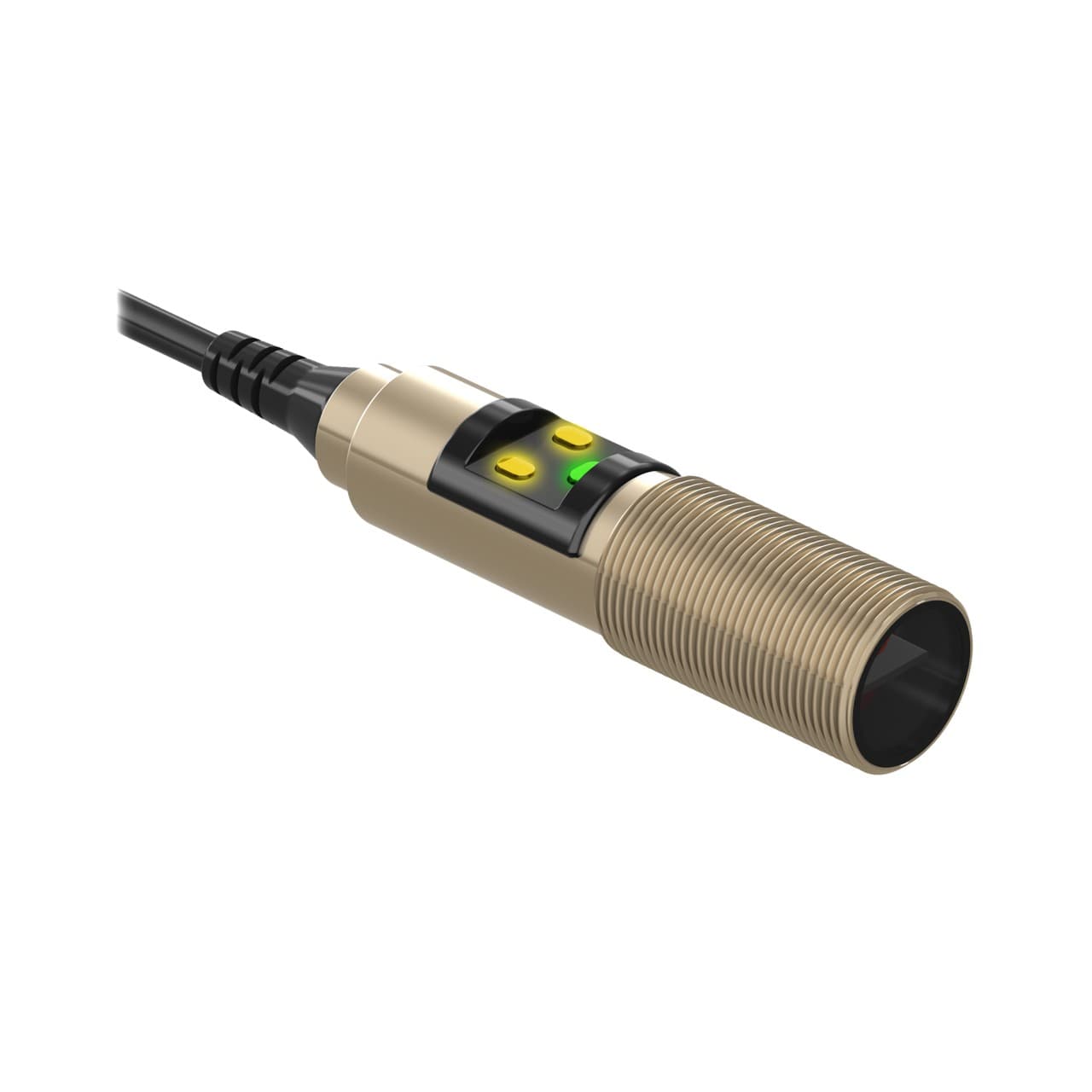 Banner M18-3VNFF75-Q5 Fixed-field photo-electric sensor with background / foreground suppression system - Banner Engineering (M18 barrel series - M18-3 (nickel-plated brass)) - Part #800550 - Sensing range 75mm - Visible red light (624nm) - 1 x digital output (NPN transistor) M18-3VNFF75-Q5 on Powermatic Associates