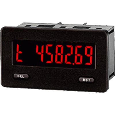 Red Lion CUB5TB00 Red Lion CUB5TB00 is a digital timer from the CUB5T series, designed with a compact form factor of W75xH39mm (3"x 1.5"). It features an IP65 NEMA 4X degree of protection, making it suitable for use in environments requiring dust and water resistance. This timer is equipped with two digital inputs (Sink), labeled INPUT A and INPUT B, to facilitate various timing functions. It operates on a supply voltage range of 9-28Vdc, accommodating both 12Vdc and 24Vdc systems. CUB5TB00 on Powermatic Associates