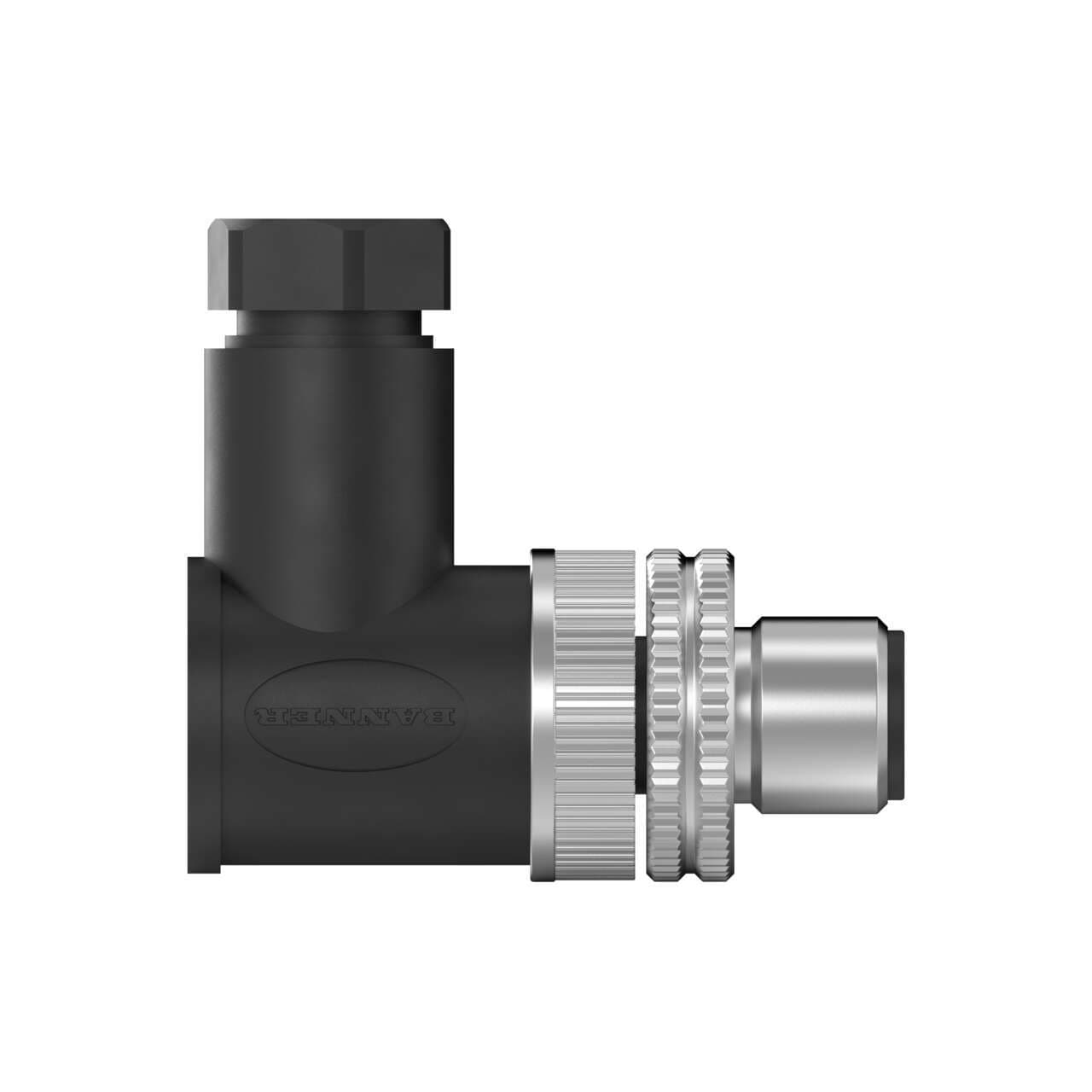 Banner BFW-M12M8A-8X Banner BFW-M12M8A-8X - Field Wireable: M12; 8-pin Right Angle Male; 22 AWG 6-8 mm Cable Range; Screw Terminal; PA+GF Black Body; Aluminum Alloy Coupling Nut BFW-M12M8A-8X on Powermatic Associates
