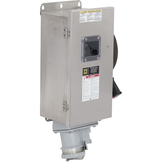 Schneider Electric CHU362DSWC Safety switch, heavy duty, non fusible, 60A, 600 VAC/VDC, 3 poles, 60 hp, NEMA 4, 4X, 5, 304 stl, crouse hindsreceptacle CHU362DSWC on Powermatic Associates