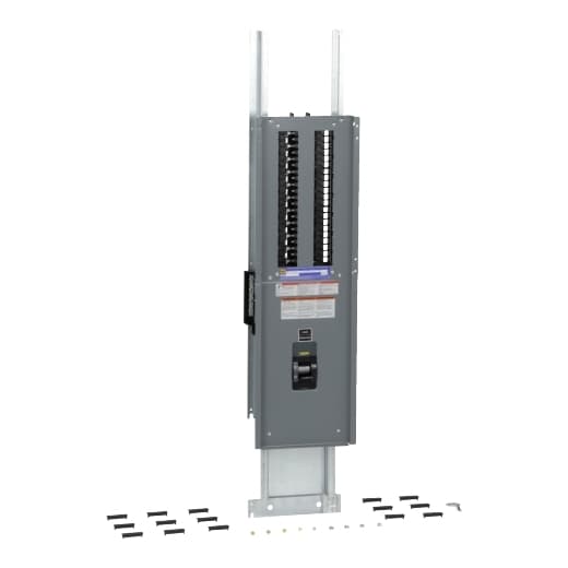 Schneider Electric QONQ42MS400 Square D by Schneider Electric QONQ42MS400 is a panelboard designed for single-phase (1PH-3W) networks, with a rated voltage of 240Vac and a rated current of 400A. It features a panelboard interior with 42 spaces and the capacity to support 42 circuits. The connection type utilizes lugs, accommodating cross-sections from 4AWG to 500kcmil for both aluminium and copper lugs, with a smaller range up to 250kcmil for both materials as well. The busbar is made of aluminium, ensuring compatibility with the specified lug materials and sizes. This panelboard is engineered with a short circuit breaking rating of 42kA, indicating its maximum interrupting capacity. QONQ42MS400 on Powermatic Associates