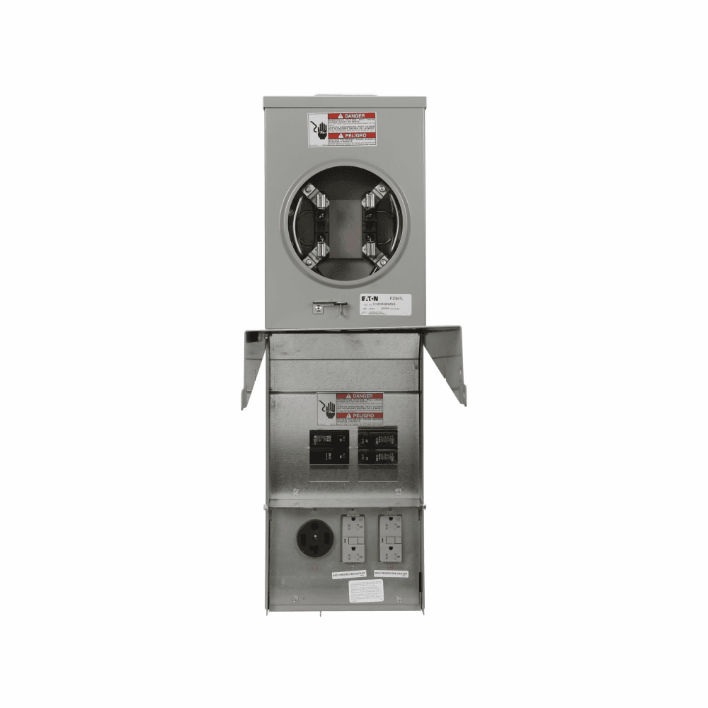 Eaton CHR8N8N5NS CHR8N8N5NS Eaton - Eaton pedestal mount metered, Pos 1: Non-gnd fault, Pos 2: Non-gnd fault, Pos 3: Non-gnd fault, Circuits: 4, 1, Weather-resist center and left receptacle, Center: NEMA 5-20R2GFI WR, Left: NEMA 5-20R2GFI WR, Right: NEMA 6-20R2, Ringless CHR8N8N5NS on Powermatic Associates