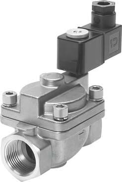 Festo 1489954 solenoid valve VZWP-L-M22C-G1-250-2AP4-40 Servo-controlled, with piston, G1" connection. Design structure: Pilot-actuated piston poppet valve, Type of actuation: electrical, Sealing principle: soft, Assembly position: Coil preferably on top, Mounting type 1489954 on Powermatic Associates