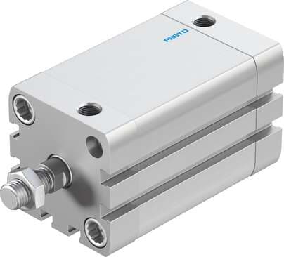 Festo 536296 compact cylinder ADN-40-50-A-P-A Per ISO 21287, with position sensing and external piston rod thread Stroke: 50 mm, Piston diameter: 40 mm, Piston rod thread: M10x1,25, Cushioning: P: Flexible cushioning rings/plates at both ends, Assembly position: Any 536296 on Powermatic Associates