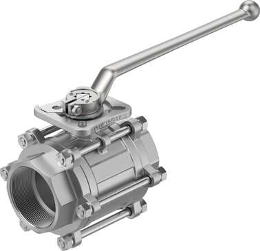 Festo 8096672 ball valve VZBE-3-T-63-T-2-F0710-M-V15V16 Design structure: 2-way ball valve, Type of actuation: mechanical, Sealing principle: soft, Assembly position: Any, Mounting type: Line installation 8096672 on Powermatic Associates