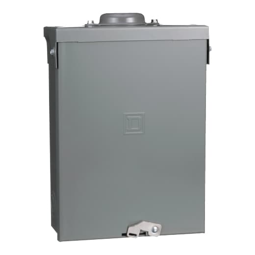 Schneider Electric QO816L100RBCU Square D by Schneider Electric QO816L100RBCU is a load center designed for surface mounting with a rated current of 100A and a connection type utilizing lugs. It measures H321mm x W226mm (H12.64" x W8.9") and offers 8 spaces. This load center is protected by a NEMA 3R rated welded galvannealed steel enclosure and features a tin-plated copper busbar. It is compatible with a single-phase (1PH-3W) network and operates at a rated voltage of 120Vac/240Vac. The QO816L100RBCU can accommodate up to 16 single pole circuits or 8 tandem breakers. It supports a cross-section range of 8AWG to AWG1 for aluminium lugs and 8AWG to 1AWG for copper lugs, with a short circuit breaking rating of 10kA. QO816L100RBCU on Powermatic Associates