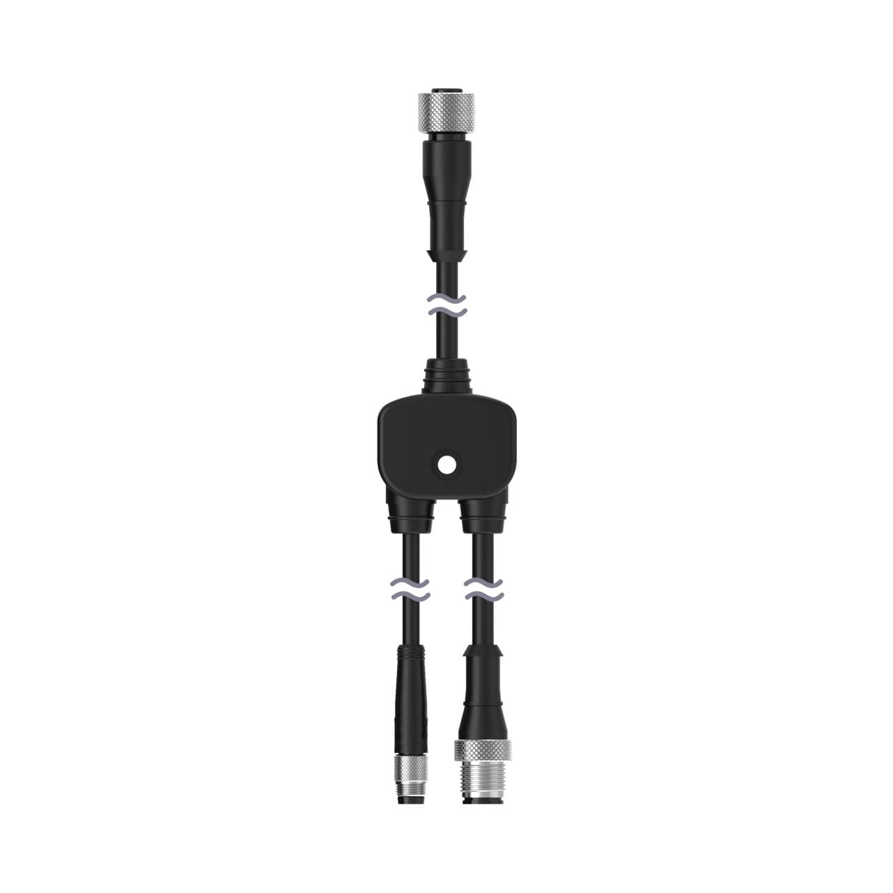 Banner CSA-FM1250.4M1241.6M831.6 Banner Engineering CSA-FM1250.4M1241.6M831.6 is a Y-shaped splitter cable designed for diverse automation applications. It features a PVC cable with a black housing and operates within an ambient air temperature range of -40 to +105°C. This splitter is equipped with a 5-pin Euro-style M12 female connector on a 13cm trunk, a 5-pin Euro-style M12 female connector on a 50cm branch, and a 5-pin Pico-style M8 female connector on another 50cm branch. The cable has a diameter of 5.5mm. It is rated for 125Vac and offers a degree of protection of IP67, ensuring its protection against dust and water ingress. CSA-FM1250.4M1241.6M831.6 on Powermatic Associates