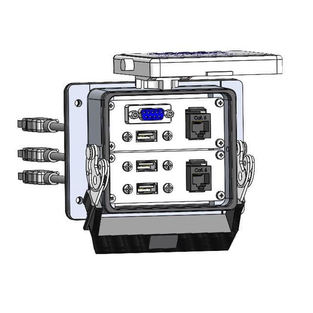 Mencom DB09-2RJ45-3USB-06-32 Panel Interface Connector with, 2 RJ45, 3 form A USB with 6' Cable, in a 32 housing DB09-2RJ45-3USB-06-32 on Powermatic Associates