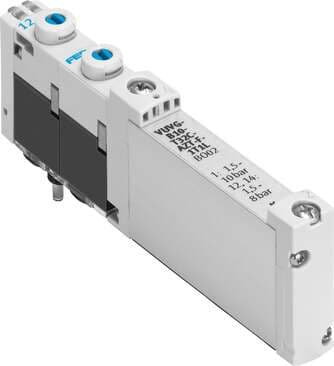 Festo 573410 solenoid valve VUVG-B10-T32C-AZT-F-1T1L Valve function: 2x3/2 closed, monostable, Type of actuation: electrical, Valve size: 10 mm, Standard nominal flow rate: 150 l/min, Operating pressure: 1,5 - 10 bar 573410 on Powermatic Associates