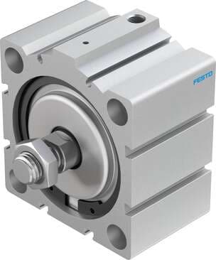 Festo 188304 short-stroke cylinder AEVC-80-10-A-P-A For proximity sensing, piston-rod end with male thread. Stroke: 10 mm, Piston diameter: 80 mm, Spring return force, retracted: 85 N, Based on the standard: (* ISO 6431, * Hole pattern, * VDMA 24562), Cushioning: P: F 188304 on Powermatic Associates
