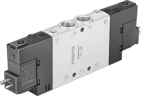 Festo 163147 solenoid valve CPE18-M1H-5JS-1/4 High component density Valve function: 5/2 bistable, Type of actuation: electrical, Width: 18 mm, Standard nominal flow rate: 1500 l/min, Operating pressure: -0,9 - 10 bar 163147 on Powermatic Associates