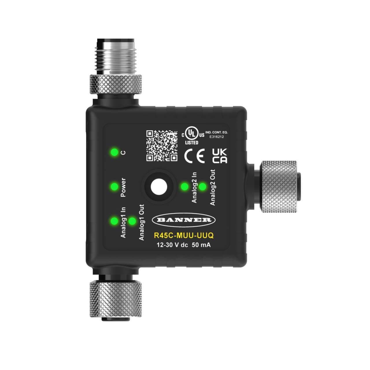 Banner R45C-MUU-UUQ Banner R45C-MUU-UUQ - R45C Series Converter; Modbus Communications; Dual Analog In and Out (Voltage); 4-pin M12 Integral QD R45C-MUU-UUQ on Powermatic Associates