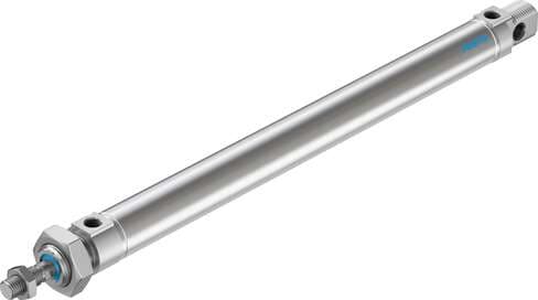 Festo 19252 standards-based cylinder DSNU-25-250-PPV-A Based on DIN ISO 6432, for proximity sensing. Various mounting options, with or without additional mounting components. With adjustable end-position cushioning. Stroke: 250 mm, Piston diameter: 25 mm, Piston rod 19252 on Powermatic Associates