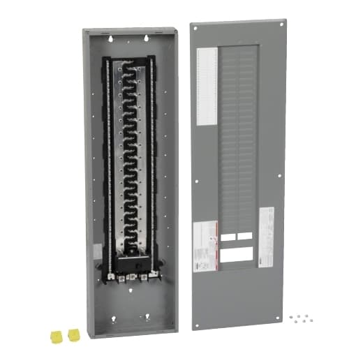 Schneider Electric HOM60120M200PC Square D by Schneider Electric HOM60120M200PC is a load center designed for single-phase (1PH) networks. It features a welded sheet steel enclosure and a tin-plated aluminum busbar. This load center has dimensions of H1235mm x W362mm x D95mm (H48.62" x W14.25" x D3.74"), with 60 spaces allowing for up to 120 single pole circuits or 60 tandem breakers. It offers a connection type via lugs, a rated current of 200A, and supports a rated voltage (AC) of 120Vac/240Vac. The HOM60120M200PC is designed to meet NEMA 1 degree of protection standards. HOM60120M200PC on Powermatic Associates