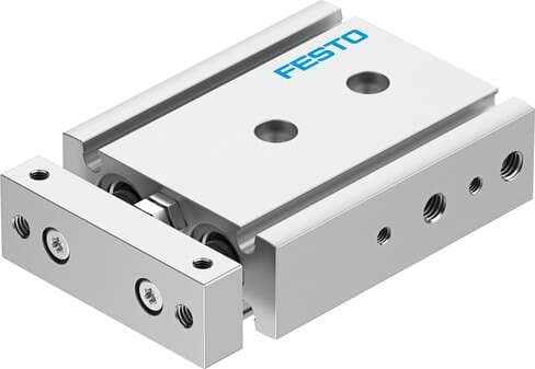 Festo 8100554 twin-piston cylinder DGTZ-GF-10-10-P-A Stroke: 10 mm, Adjustable end-position range/length: 10 mm, Piston diameter: 10 mm, Operating mode of drive unit: Yoke, Cushioning: P: Flexible cushioning rings/plates at both ends 8100554 on Powermatic Associates