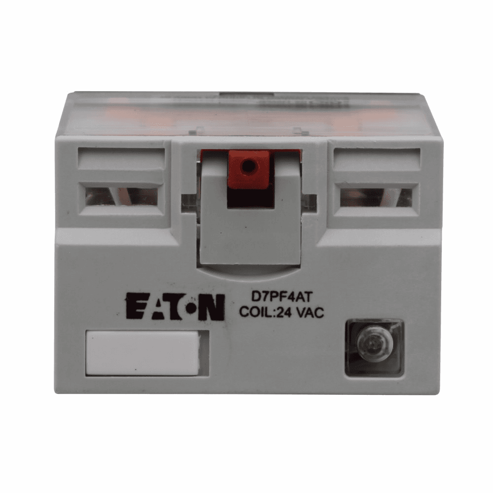 Eaton D7PF4AW1 D7PF4AW1 Eaton - D7 Series General Purpose Plug-In Relay, Full featured cover, 48V coil, 410 Ohms resistance, Plug-in terminal, 4PDT contact configuration, 15A contact rating, Silver alloy contacts, IP40 enclosure D7PF4AW1 on Powermatic Associates
