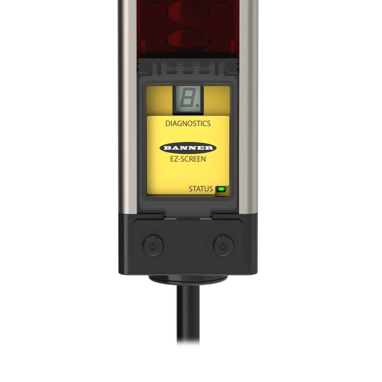 Banner SLSE30-150AP8B EZ-SCREEN Emitter; Resolution: 30 mm; Range: 18 m (60 ft); Defined Area: 150 mm (5.9 in); Housing Length: 262 mm (10.3 in); Connection: 8-pin M12 Pigtail Connector; No test input SLSE30-150AP8B on Powermatic Associates