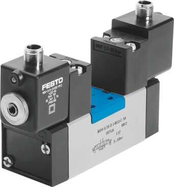 Festo 540822 solenoid valve MDH-5/3G-D-3-M12D-C With M12 plug connection. Valve function: 5/3 closed, Type of actuation: electrical, Width: 65 mm, Standard nominal flow rate: 4100 l/min, Operating pressure: 3 - 10 bar 540822 on Powermatic Associates