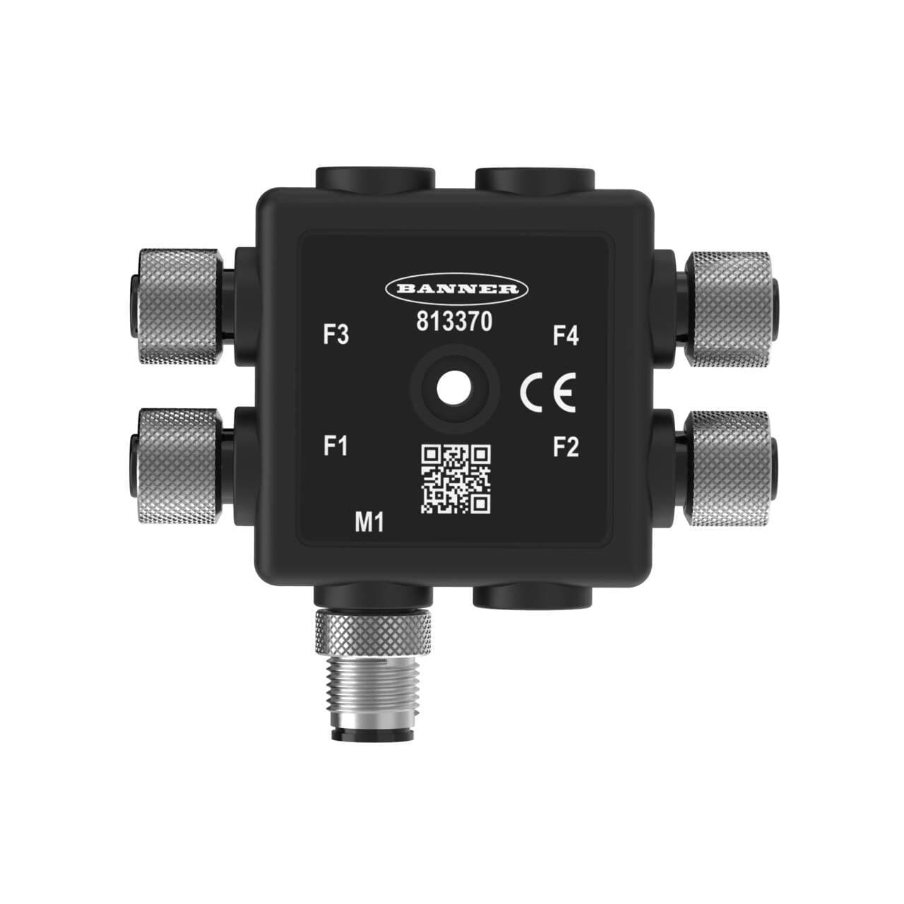 Banner R50-4M125-M125Q-P Banner R50-4M125-M125Q-P - 4-Port Molded Junction Box; 4 Female 5-pin M12 Ports; Male 5-pin M12 Integral Homerun; Parallel Wiring R50-4M125-M125Q-P on Powermatic Associates