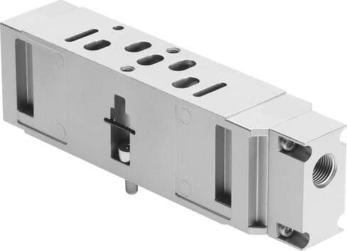 Festo 544434 vertical pressure supply plate VABF-S3-1-P1A3-G14 For valve terminal VDMA-01/02, standard port pattern to 15407-1, for mounting between manifold sub-base and valve. Width: 26 mm, Based on the standard: ISO 15407-1, Assembly position: Any, Pneumatic vertic 544434 on Powermatic Associates