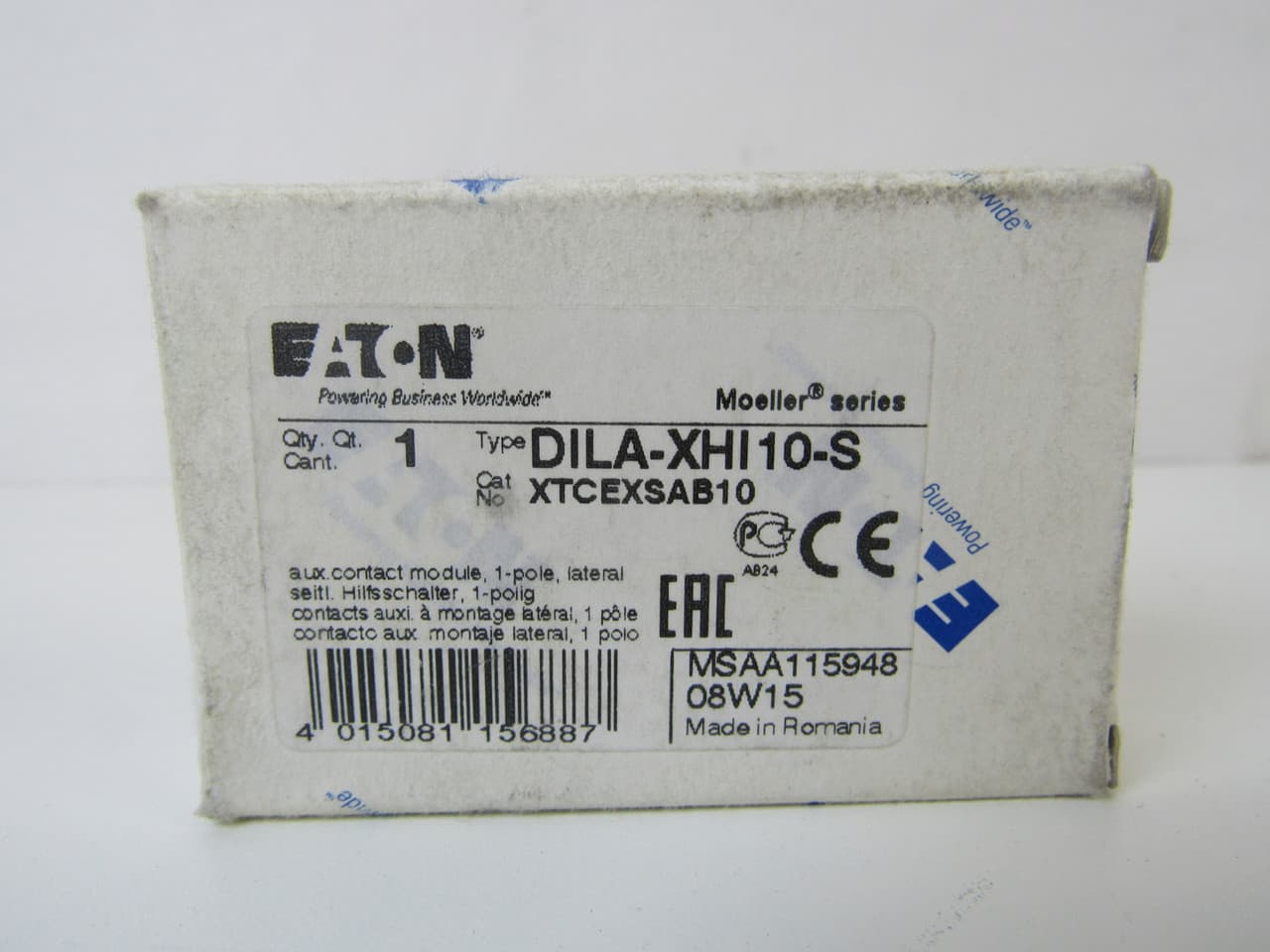 Eaton XTCEXSAB10 16 A, 1NO, Screw Terminal, B Frame, 4-Pole, Side Mount XTCEXSAB10 on Powermatic Associates