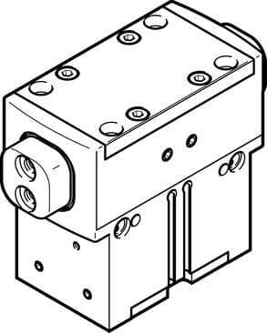 Festo 1132946 parallel gripper HGPD-35-A-G1 With gripping force backup when opening ...-G1. Size: 35, Stroke per gripper jaw: 8 mm, Max. replacement accuracy: <: 0,2 mm, Max. angular gripper jaw backlash ax,ay: <: 0,1 deg, Max. gripper jaw backlash Sz: <: 0,02 mm 1132946 on Powermatic Associates