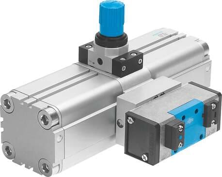 Festo 184518 pressure booster DPA-63-10 for generating higher pressures. Piston diameter: 63 mm, Assembly position: Any, Design structure: Twin-piston pressure booster, Pressure gauge: Prepared for G1/8, Output pressure 2: 4 - 10 bar 184518 on Powermatic Associates