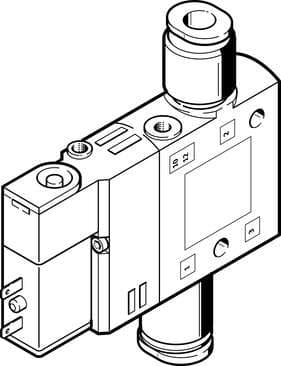 Festo 196887 solenoid valve CPE14-M1BH-3GL-QS-6 High component density Valve function: 3/2 closed, monostable, Type of actuation: electrical, Width: 14 mm, Standard nominal flow rate: 510 l/min, Operating pressure: 2,5 - 8 bar 196887 on Powermatic Associates