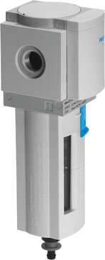 Festo 531551 filter MS6N-LF-3/8-EUV 40 µm filter, metal bowl guard, fully automatic condensate drain, flow direction from left to right. Size: 6, Series: MS, Assembly position: Vertical +/- 5°, Grade of filtration: 40 µm, Condensate drain: fully automatic 531551 on Powermatic Associates