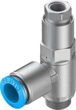 Festo 530042 Piloted check valve HGL-1/4-QS-10 With sealing ring OL, with QS push-in fitting. Valve function: piloted non-return function, Pneumatic connection, port  1: QS-10, Pneumatic connection, port  2: G1/4, Type of actuation: pneumatic, Pilot air port 21: G1/8 530042 on Powermatic Associates