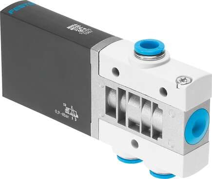 Festo 525210 solenoid valve MHE4-M1H-3/2O-QS-8 Valve function: 3/2 open, monostable, Type of actuation: electrical, Width: 18 mm, Standard nominal flow rate: 400 l/min, Operating pressure: -0,9 - 8 bar 525210 on Powermatic Associates