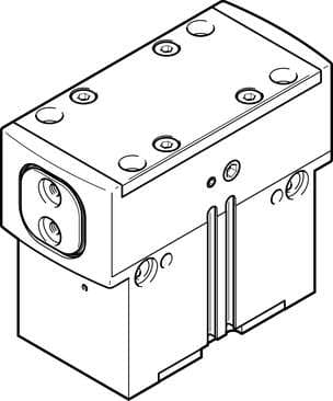 Festo 1132953 parallel gripper HGPD-50-A-G2 With gripping force backup when closing...-G2. Size: 50, Stroke per gripper jaw: 12 mm, Max. replacement accuracy: <: 0,2 mm, Max. angular gripper jaw backlash ax,ay: <: 0,1 deg, Max. gripper jaw backlash Sz: <: 0,02 mm 1132953 on Powermatic Associates