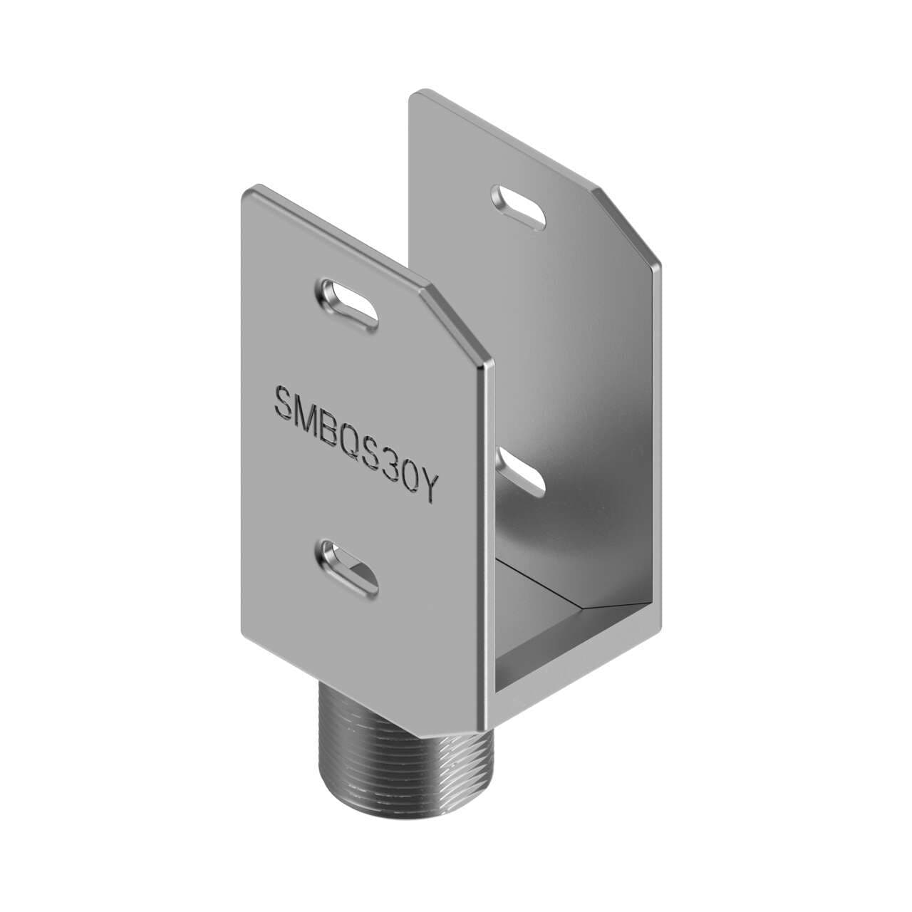 Banner SMBQS30Y Bracket: Heavy-duty die-cast bracket M18 vertical mount option; +/- 8 deg tilt adjustment with cabled units; Includes nuts and lock washerr; Used with QS30 (DC only) SMBQS30Y on Powermatic Associates