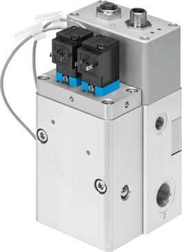 Festo 8071579 valve unit VPCB-6-L-8-G38-10-F-D3-T22-M Valve function: 3-way proportional-pressure regulator, Design structure: (* Piston slide, * With built-in pressure sensors), Type of piloting: direct, Type of actuation: electrical, Type of reset: Magnetic spring 8071579 on Powermatic Associates