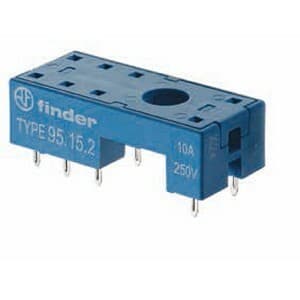 Finder 95.15.2SMA Finder 95.15.2SMA is a socket with a solder pin connection type, designed for PCB applications. It has a rated current of 10A and features an IP20 speed rating. The control voltage operates on AC, while the output voltage complies with EN61984 standards. The power consumption is indicated by blue. 95.15.2SMA on Powermatic Associates