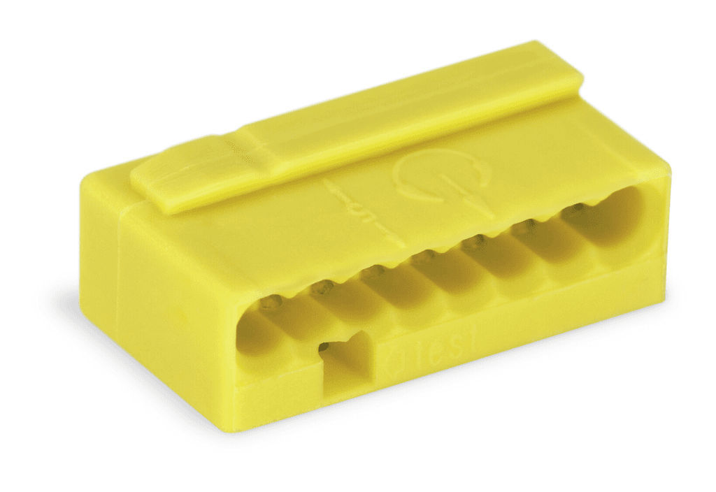 WAGO 243-508 243-508 WAGO - MICRO PUSH WIRE® connector for junction boxes; 8-conductor; AWG 22 - 18 solid; yellow 243-508 on Powermatic Associates