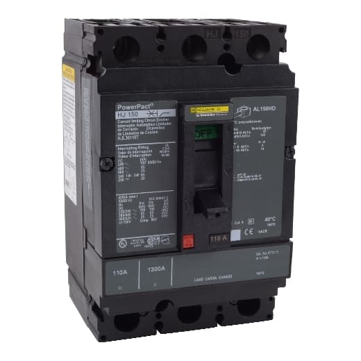 Schneider Electric HJL36110T PowerPact H Circuit Breaker,ThermMagn,110A,3P,600V,25kA,Removable TU HJL36110T on Powermatic Associates