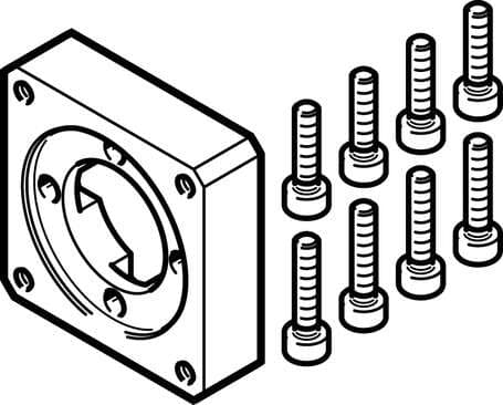 Festo 1087630 motor flange EAMF-A-28D-42A Assembly position: Any, Storage temperature: -25 - 60 °C, Relative air humidity: 0 - 95 %, Ambient temperature: -10 - 60 °C, Interface code, motor in: 42A 1087630 on Powermatic Associates