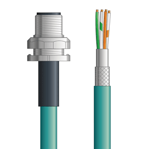 Lapp C5E110F05 C5E110F05 - LAPP ETHERLINE® Industrial Cordsets 26 AWG / 2 pair CAT5e - Teal Polyurethane (PUR) - M12 Male / Wire Leads connectors - 5m C5E110F05 on Powermatic Associates