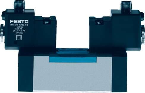 Festo 532687 solenoid valve JMDH-5/2-D-1-M12-C With M12 plug connection. Valve function: 5/2 bistable, Type of actuation: electrical, Width: 42 mm, Standard nominal flow rate: 1200 l/min, Operating pressure: 2 - 10 bar 532687 on Powermatic Associates