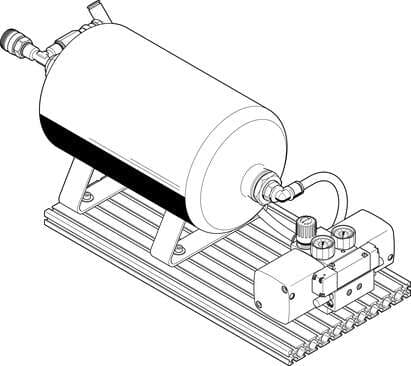 Festo 552931 pressure booster DPA-40-16-CRVZS5 combination of pressure booster and air reservoir in stainless steel design Piston diameter: 40 mm, Volume: 5 l, Assembly position: Downward condensate drain, Design structure: (* Twin-piston pressure booster, * with air 552931 on Powermatic Associates