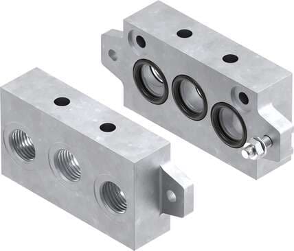 Festo 10174 end plate kit NEV-1DA/DB-ISO For manifold assembly of standard manifold sub-bases. Conforms to standard: ISO 5599-1, Product weight: 280 g, Pneumatic connection, port 1: G3/8, Pneumatic connection, port 3: G3/8, Pneumatic connection, port 5: G3/8 10174 on Powermatic Associates