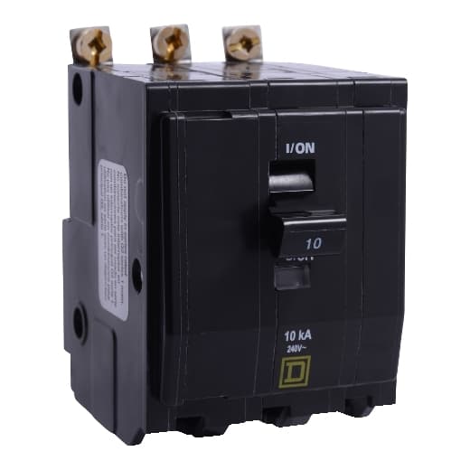 Schneider Electric QOB320VH5237 Square D by Schneider Electric QOB320VH5237 is a Miniature Circuit Breaker (MCB) designed for bolt-on mounting. It features a rated current of 20A and accommodates a bolt-on connection type. This MCB operates at a rated voltage of 120V to 240V AC and is compatible with a cross-section of 14-8AWG for one copper cable. It is a 3 Pole circuit breaker with a short circuit breaking rating of 22kA at 240Vac. The terminals are designed to accept ring tongue connections. QOB320VH5237 on Powermatic Associates