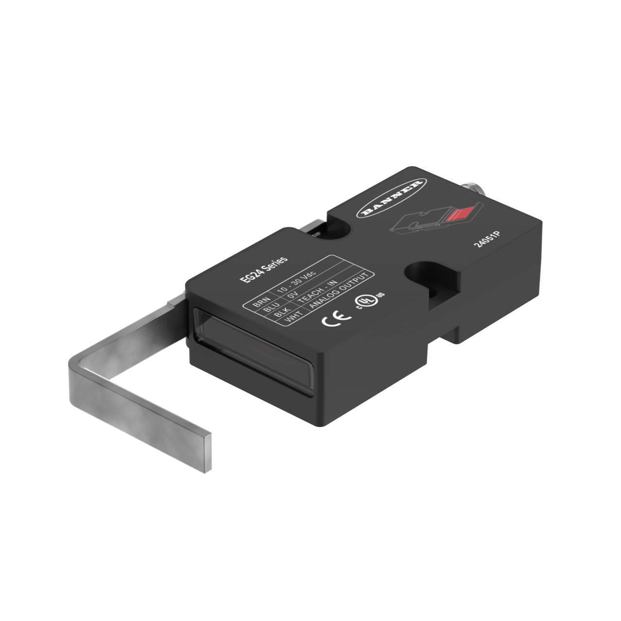 Banner EG24-ILVA-Q7 Banner EG24-ILVA-Q7 - EG24 Series Retroreflective Sensor; Range: 40 mm; Input: 10-30 V dc; 24 mm Beam Width; Attached Retro Arm; Output: 4-20 mA Analog; 4-pin M8 Integral QD EG24-ILVA-Q7 on Powermatic Associates