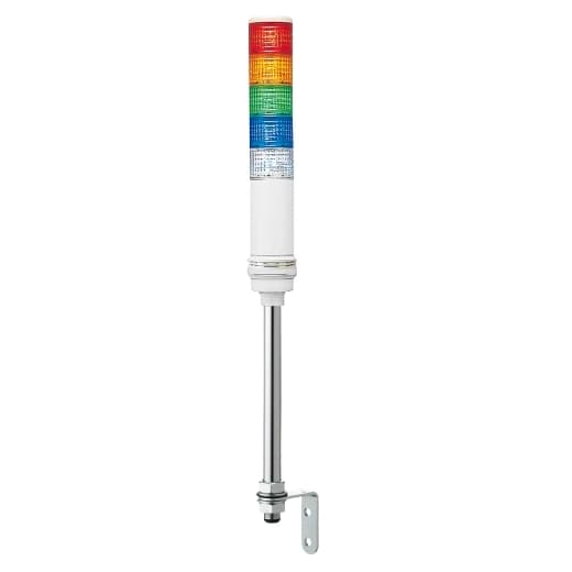 Schneider Electric XVC6B55S Schneider Electric XVC6B55S is a pre-assembled and pre-cabled flashing tower light, part of the XVC6 sub-range, designed for both horizontal and vertical mounting. This monolithic, cylindrical tower light has a diameter of 60mm and features a 5-tier configuration with the capability to display steady or flashing lights in red, orange, green, blue, or clear (ROGBC). It includes a buzzer that can emit continuous or intermittent sound, enhancing its alerting functionality. The XVC6B55S operates on a control and supply voltage of 24 Vac and 24 Vdc, respectively. It is built to offer a degree of protection rated at IP54 for general applications and IP23 when mounted on a vertical surface. XVC6B55S on Powermatic Associates