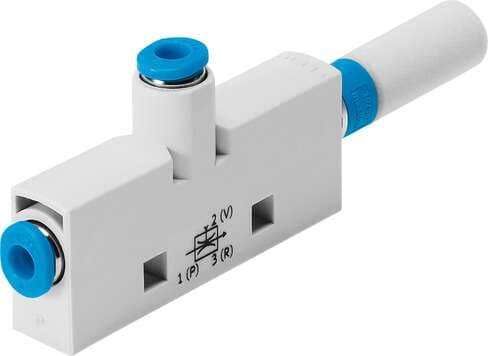 Festo 193489 vacuum generator VN-07-H-T3-PQ2-VQ2-RO1 Standard, high vacuum, width 14 mm, T shape with plug connector and open silencer. Nominal size, Laval nozzle: 0,7 mm, Grid dimension: 14 mm, Design, silencer: open, Assembly position: Any, Ejector characteristic: ( 193489 on Powermatic Associates